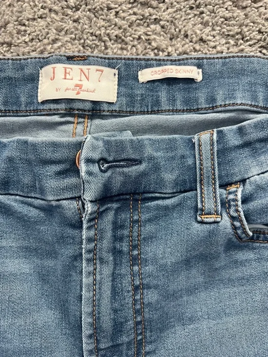 7 For All Mankind JEN 7 Women’s Cropped Skinny Jeans Blue Stretchy Denim Size 10 - Picture 3 of 9